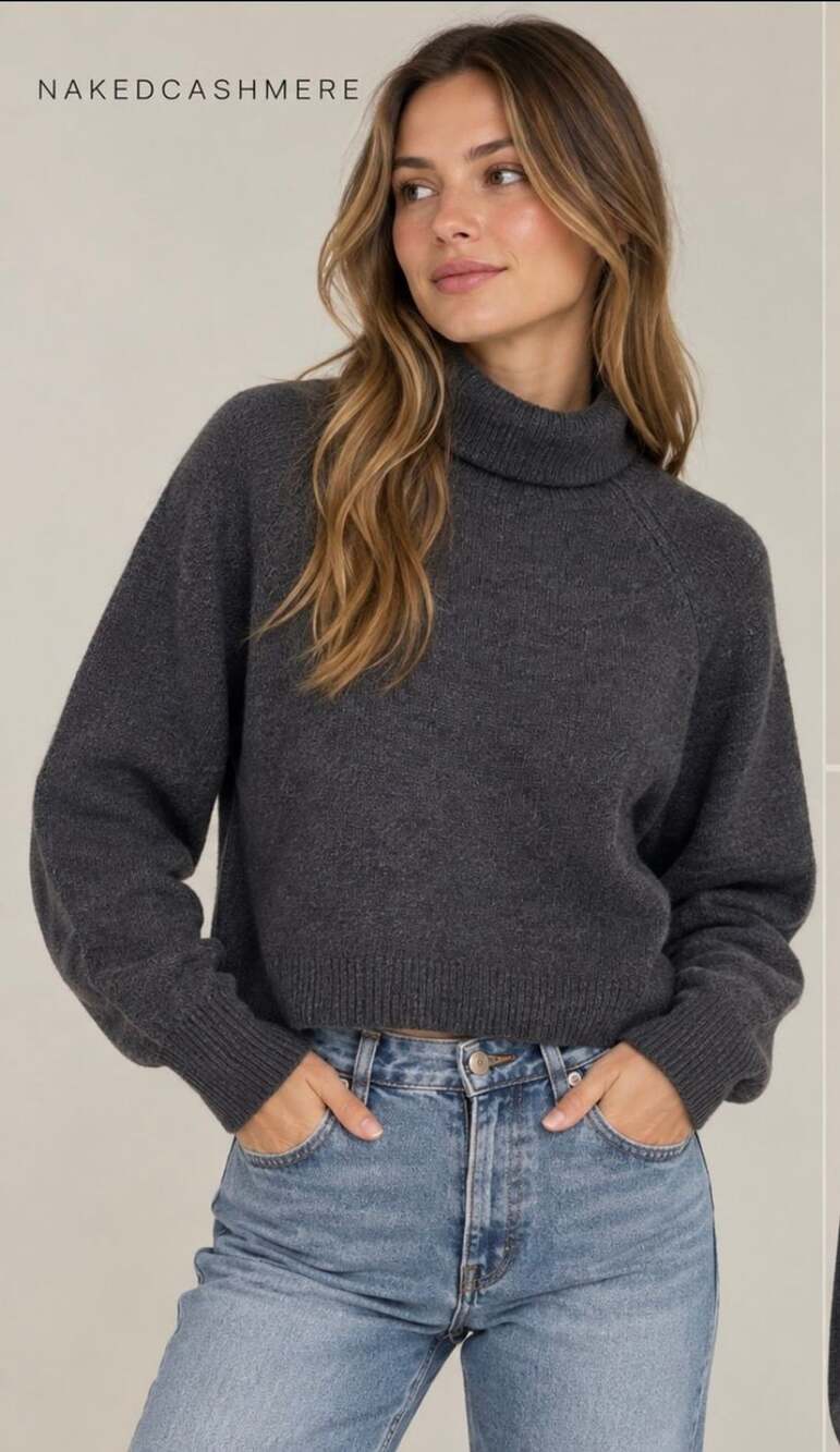 NakedCashmere Noelle 100% Cashmere Turtleneck Sweater M NWT Gray